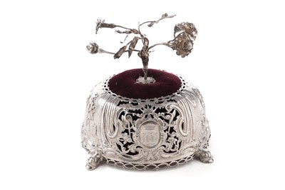 Lot 54 - A large continental silver pin cushion