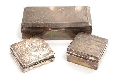 Lot 256 - An Art Deco silver cigarette box; and two others