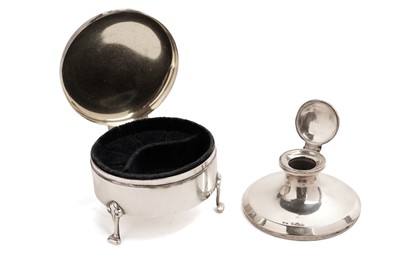 Lot 266 - A Birks silver ring box; and a silver capstan inkwell