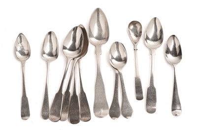 Lot 293 - A set of four Newcastle silver teaspoons; and other silver spoons