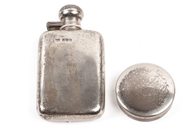 Lot 287 - A George VI silver hipflask and a silver pill box