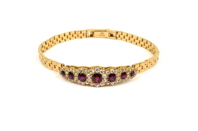 Lot 738 - A Victorian and later ruby and diamond bracelet