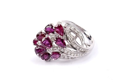 Lot 740 - A ruby and diamond dress ring