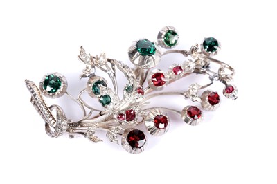 Lot 103 - A diamond and GTD floral spray brooch