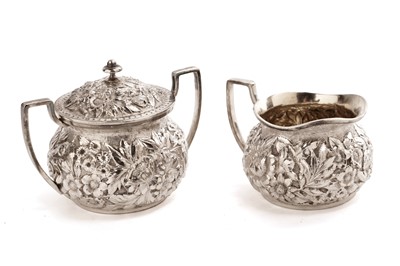 Lot 347 - A silver cream jug; and sugar bowl