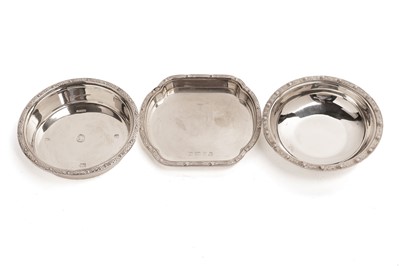 Lot 350 - Three Elizabeth II Lindisfarne style silver dishes