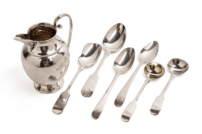 Lot 351 - A selection of Georgian and later silver spoons; and other items