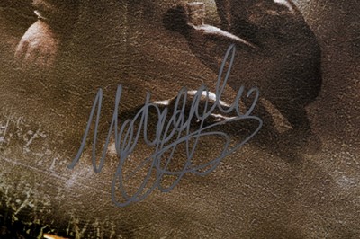 Lot 294 - Two signed Lord of the Rings film posters; and a Lord of the Rings 'Middle Earth' map poster