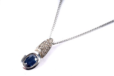 Lot 199 - A sapphire and diamond pendant necklace