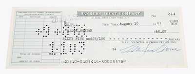 Lot 754 - ﻿A Marilyn Monroe signed cheque