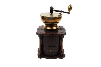 Lot 258 - An oak and brass coffee grinder