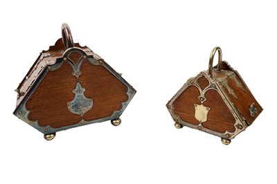 Lot 269 - An oak EPNS mounted biscuit box; and a sugar box