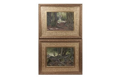 Lot 1057 - John Dawson Watson - Courting in a Forest and A Hound on the Scent | watercolour and gouache