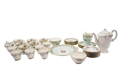 Lot 355 - A Hammersley floral turquoise twenty-one piece tea service; and a Paragon 'Bridal Rose' tea service