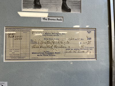 Lot 205 - A signed Jake LaMotta Skybrite Inc. cheque