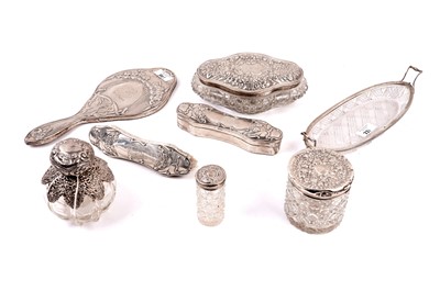 Lot 321 - A silver dressing table set; and other dressing accessories