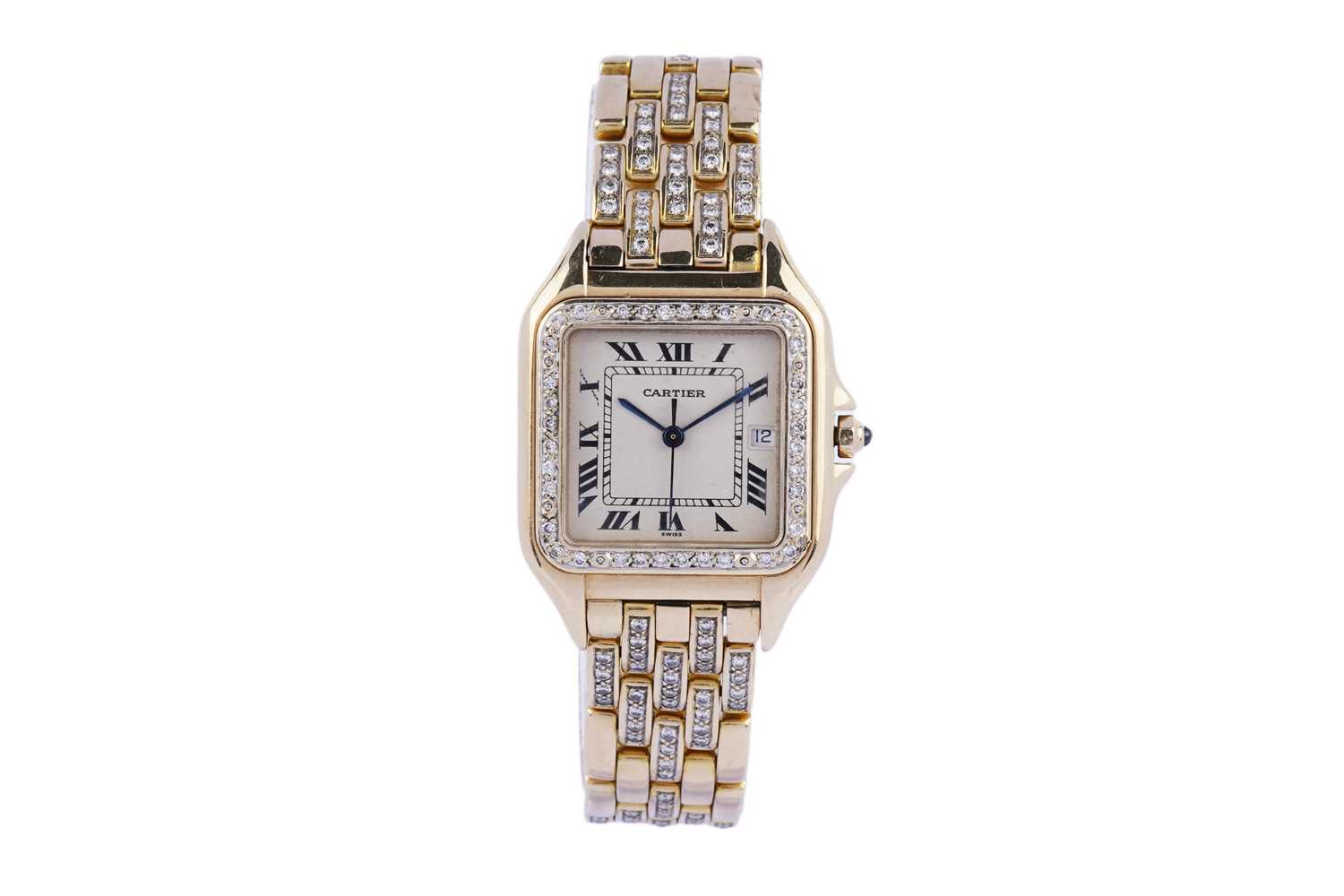 Lot 541 - Cartier Panthère: a diamond set 18ct yellow gold cased lady's wristwatch