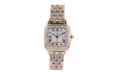 Lot 541 - Cartier Panthère: a diamond set 18ct yellow gold cased lady's wristwatch