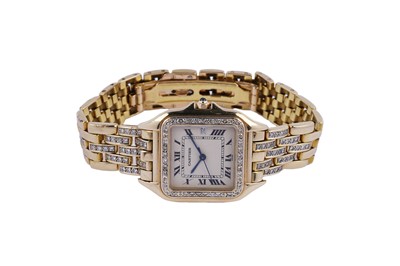 Lot 541 - Cartier Panthère: a diamond set 18ct yellow gold cased lady's wristwatch