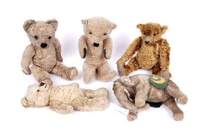 Lot 228 - Five mid-20th Century teddy bears