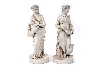 Lot 465A - A pair of mid-19th Century Goss Parian figures