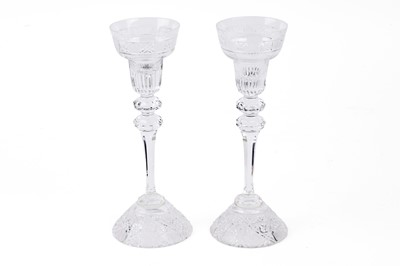 Lot 486 - A pair of cut-glass Meissen candlesticks