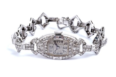 Lot 714 - Glycine Watch Co: an Art Deco diamond cocktail watch