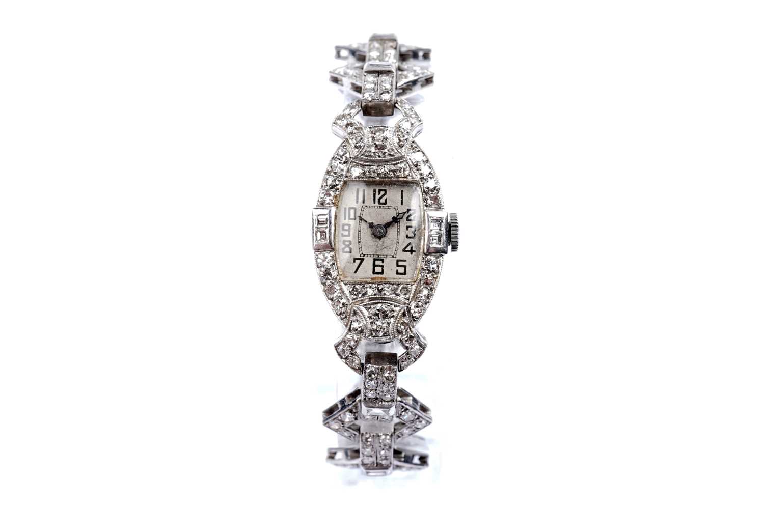 Lot 714 - Glycine Watch Co: an Art Deco diamond cocktail watch