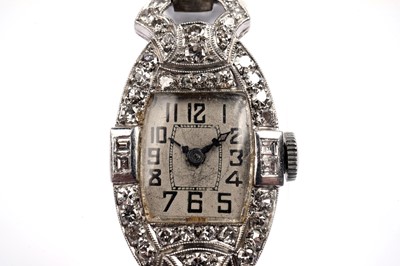 Lot 714 - Glycine Watch Co: an Art Deco diamond cocktail watch