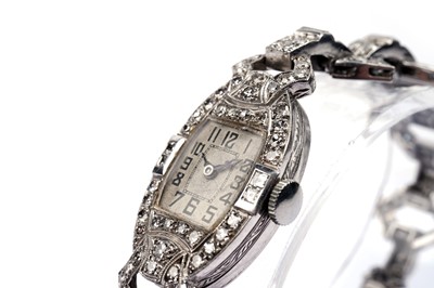 Lot 714 - Glycine Watch Co: an Art Deco diamond cocktail watch