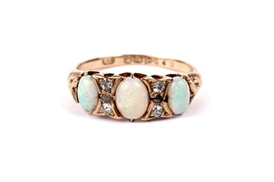 Lot 725 - A Victorian opal and diamond ring