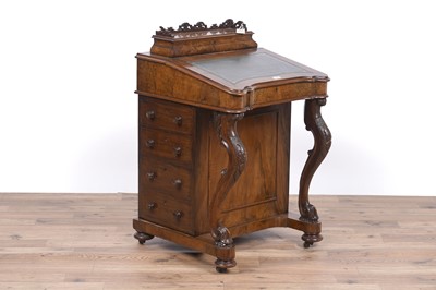 Lot 133 - A Victorian walnut and burr walnut davenport