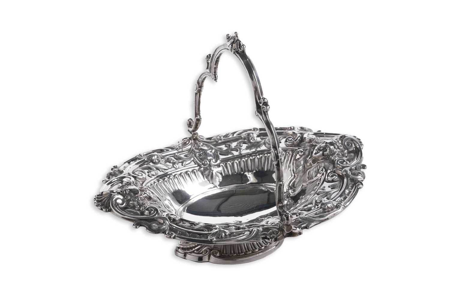 Lot 190 - A Victorian silver swing-handled basket