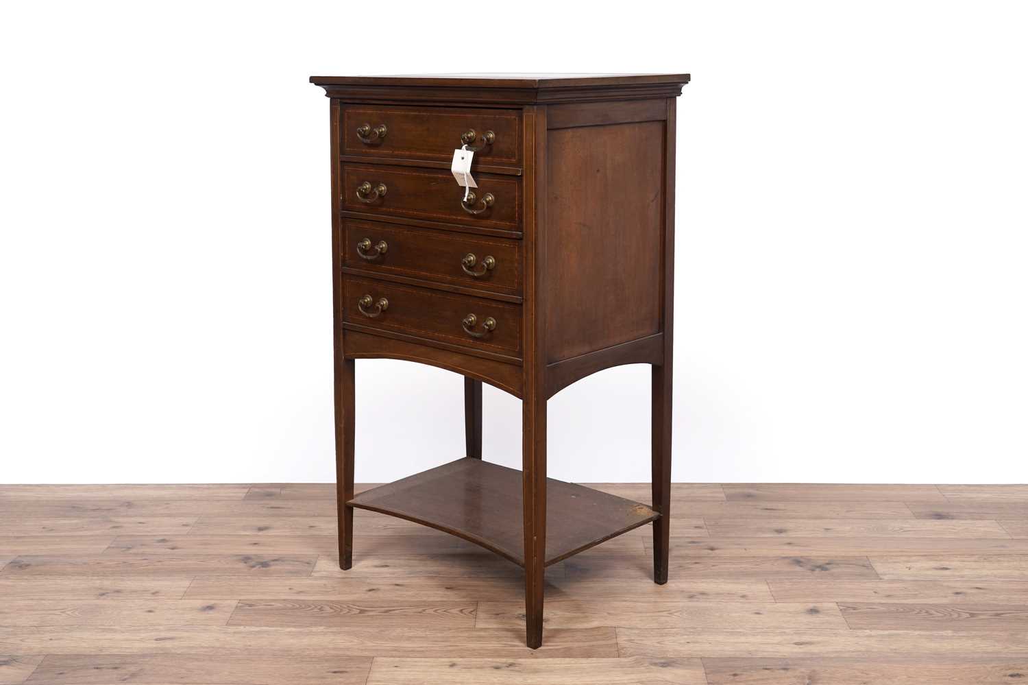 Lot 53 - An Edwardian inlaid mahogany music cabinet