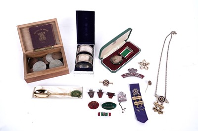 Lot 927 - A collection of medals; pins; and other items