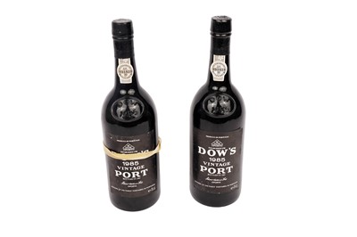 Lot 759 - Two bottles of Dowes 1985 Vintage Port; and vintage port box