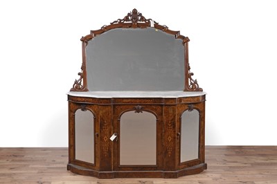 Lot 155 - A Victorian inlaid burr-walnut and walnut mirrored-back credenza