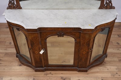 Lot 155 - A Victorian inlaid burr-walnut and walnut mirrored-back credenza