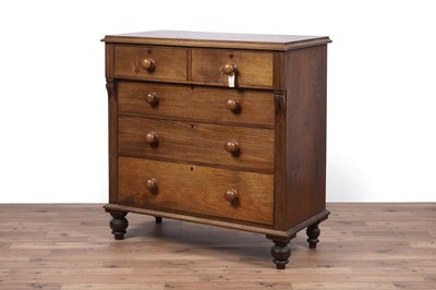 Lot 129 - A Victorian stained soft wood chest of drawers