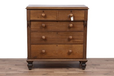 Lot 129 - A Victorian stained soft wood chest of drawers