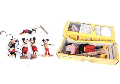 Lot 177 - Two Mickey Mouse puppets; and five Mickey mouse toy figures