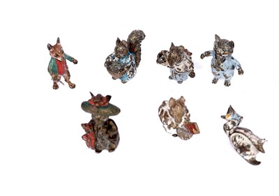 Lot 729 - Seven cold painted bronze Beatrix Potter character figures