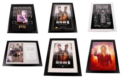 Lot 983 - A collection of four framed Dr Who posters; and other items