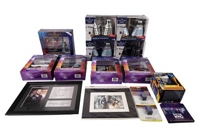 Lot 340 - A collection of boxed Dr Who ‘Hero Collector’ figurines; other items; and reproduction autographs