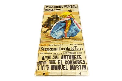 Lot 984 - A large Spanish bull fighting advertising poster