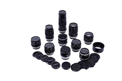 Lot 262 - Canon breech-lock lenses; and Canon and other camera fit lenses by various independent makers