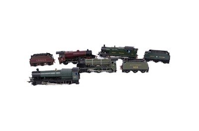 Lot 15 - Three EM gauge scratch-built metal locomotives, tenders and one tank locomotive