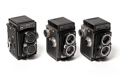 Lot 265 - Four Miranda SLR cameras and lenses; and Microcord and Microflex TLR cameras