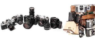 Lot 270 - Various SLR cameras by Konica and others