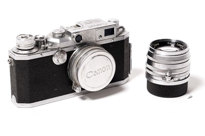 Lot 879 - A Canon II rangefinder camera and lenses